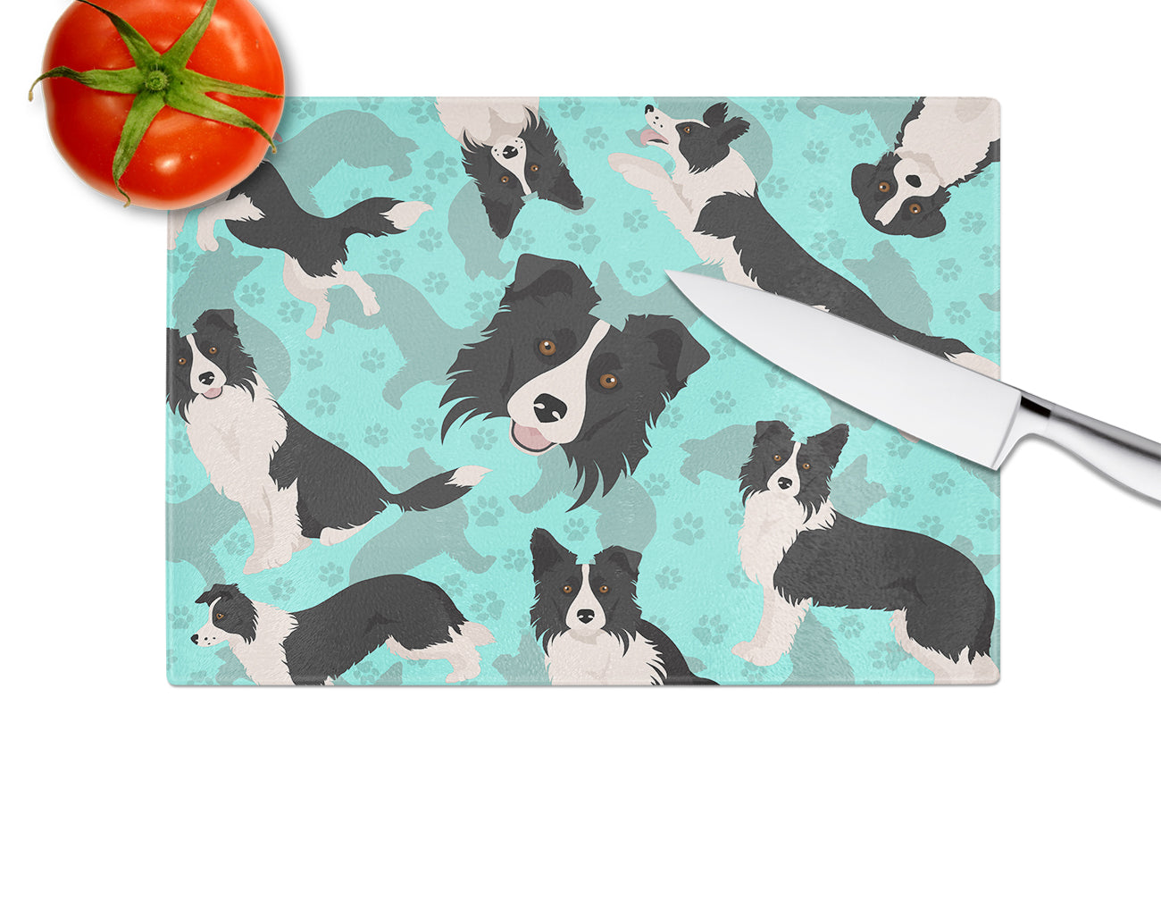 Border Collie Glass Cutting Board Large - the-store.com