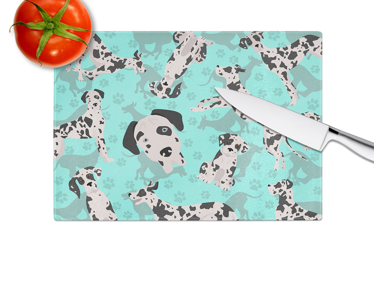 Harlequin Natural Ears Great Dane Glass Cutting Board Large - the-store.com