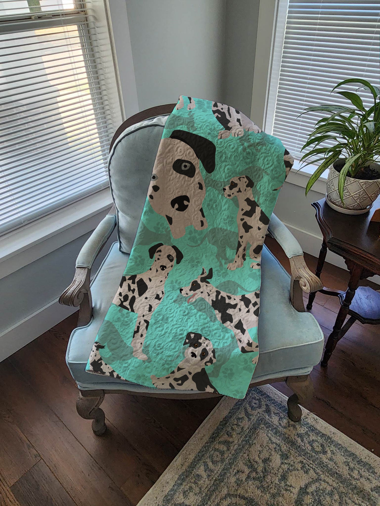 Harlequin Natural Ears Great Dane Quilted Blanket 50x60 - the-store.com
