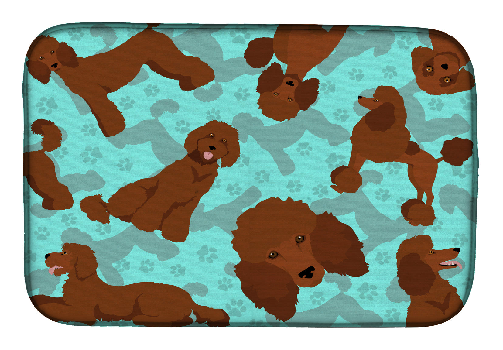 Chocolate Standard Poodle Dish Drying Mat