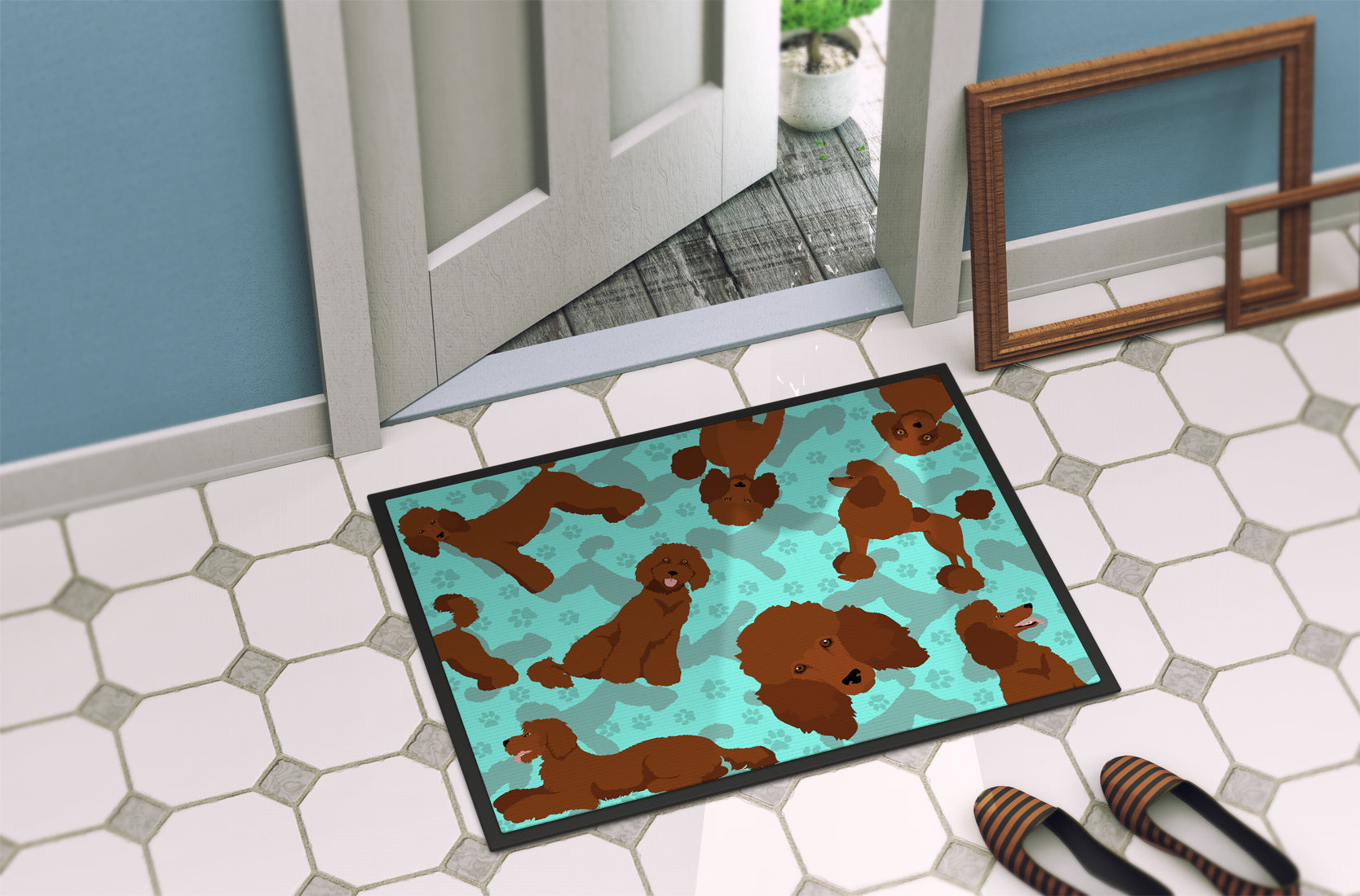 Chocolate Standard Poodle Indoor or Outdoor Mat 24x36 - the-store.com