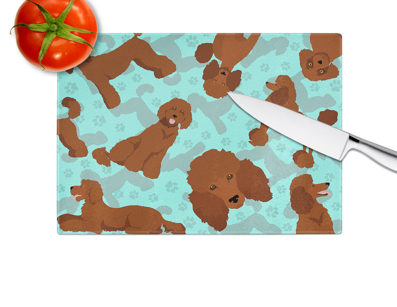 Chocolate Standard Poodle Glass Cutting Board Large - the-store.com