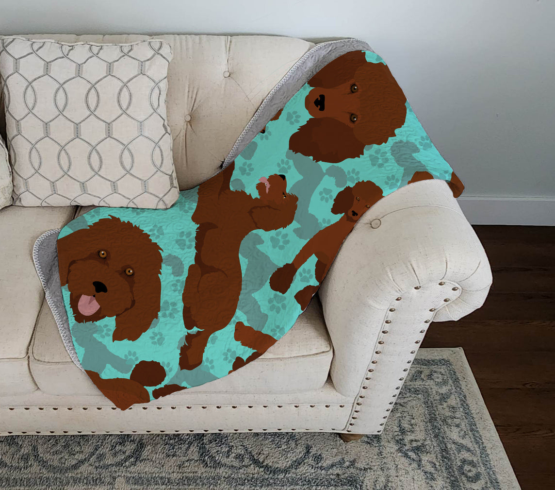 Chocolate Standard Poodle Quilted Blanket 50x60 - the-store.com