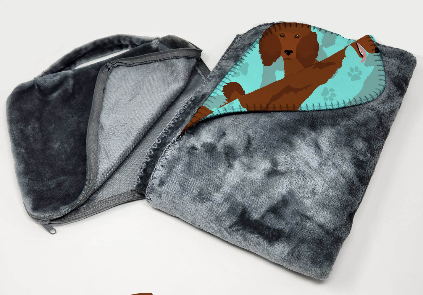 Chocolate Standard Poodle Soft Travel Blanket with Bag - the-store.com