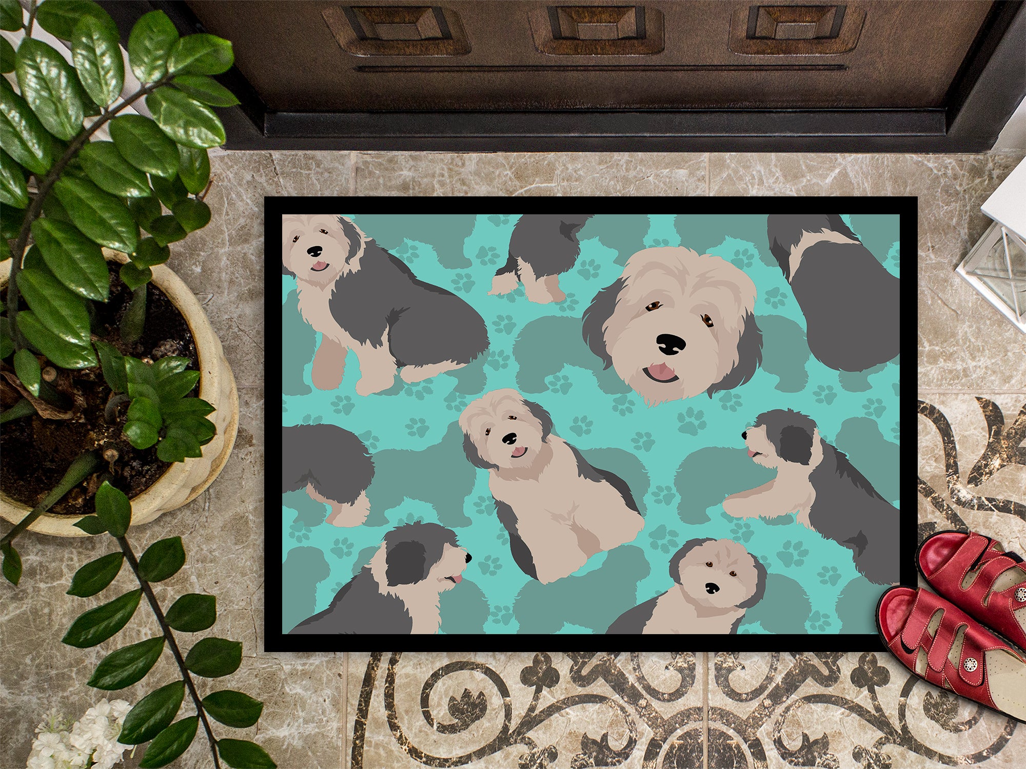 Old English Sheepdog Indoor or Outdoor Mat 24x36 - the-store.com