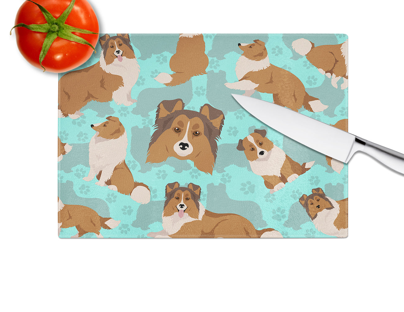 Sheltie Glass Cutting Board Large - the-store.com