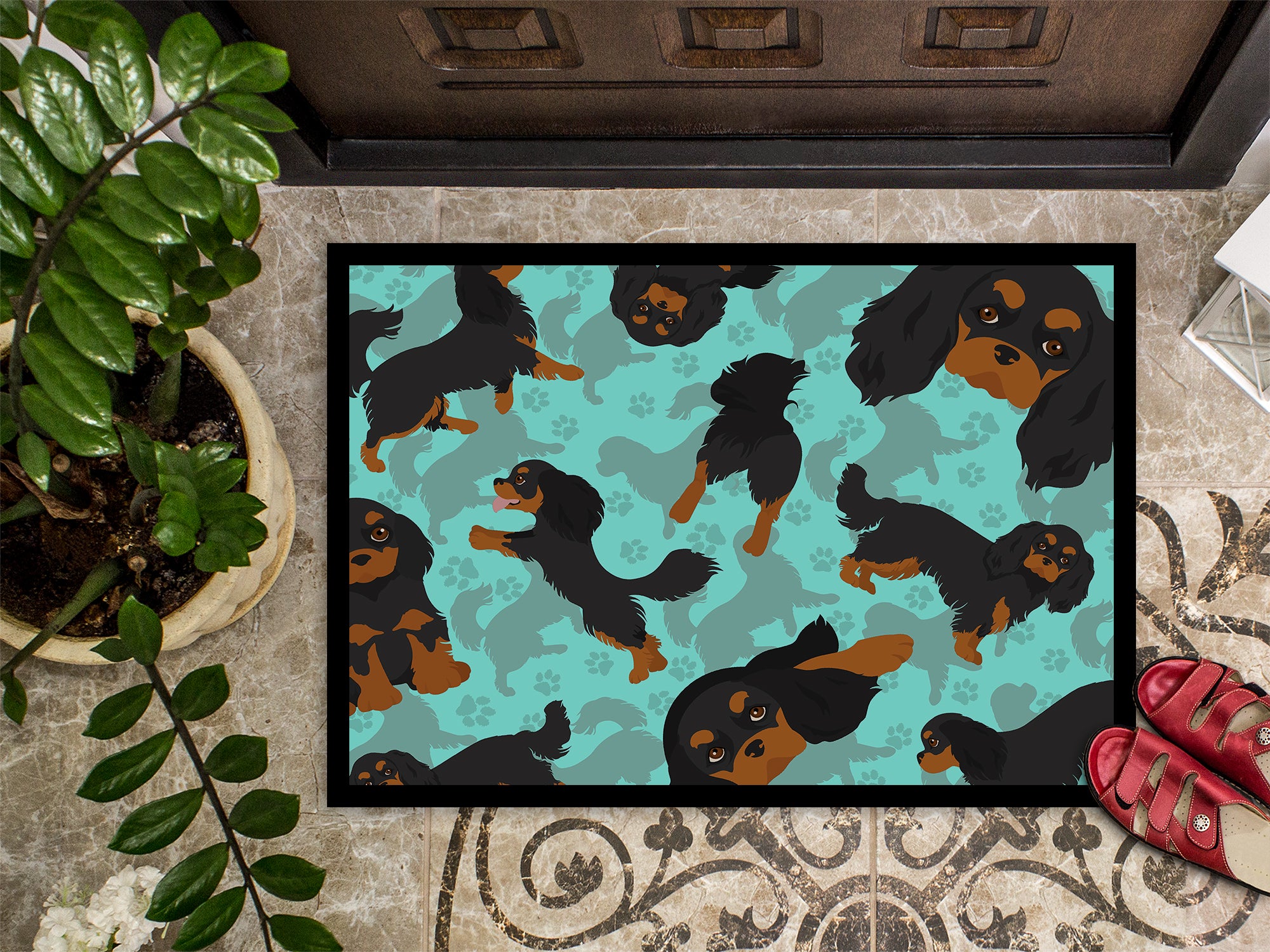 Black and Tan Cavalier King Charles Spaniel Indoor or Outdoor Mat 24x36 - the-store.com