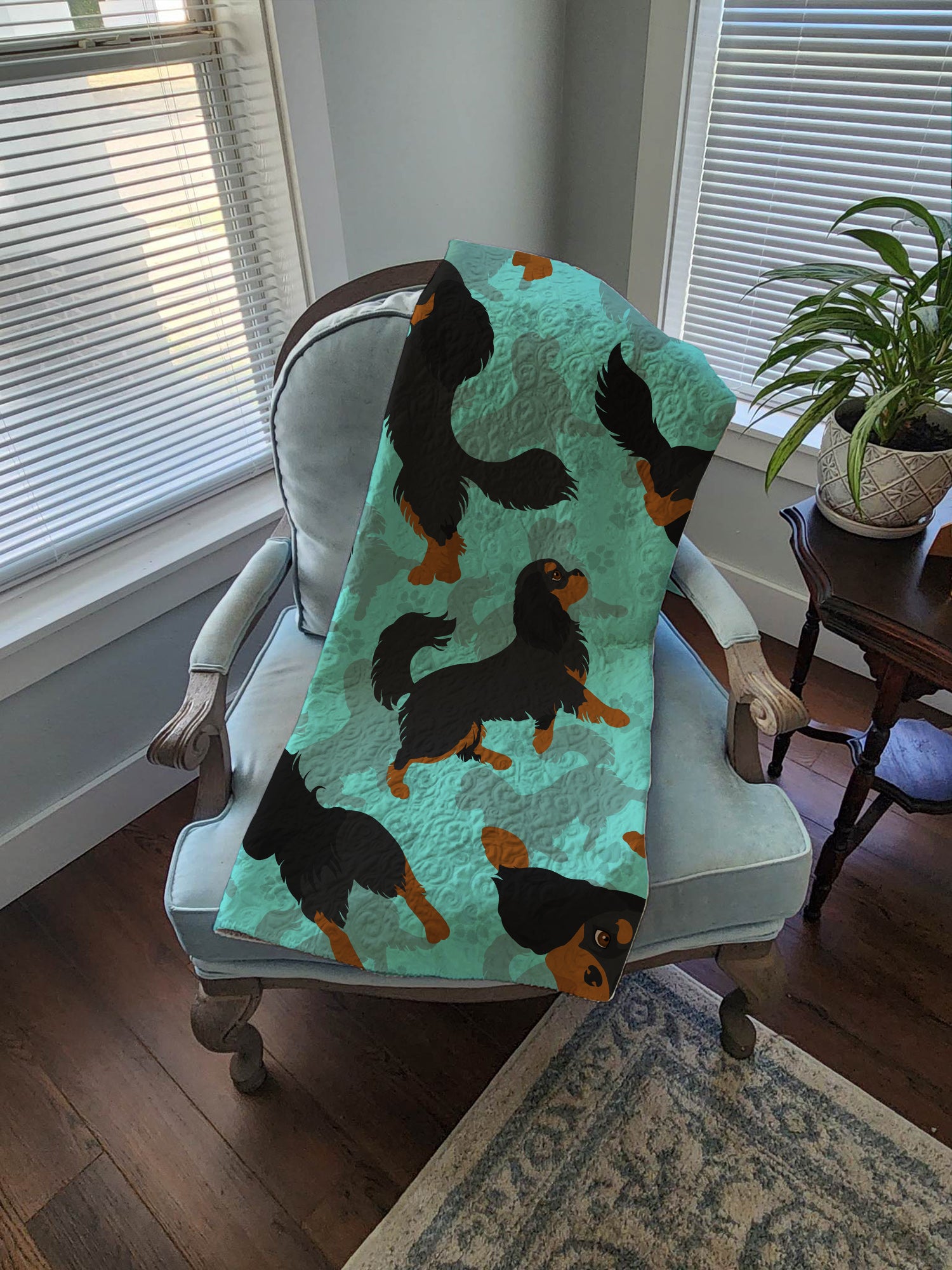 Black and Tan Cavalier King Charles Spaniel Quilted Blanket 50x60 - the-store.com