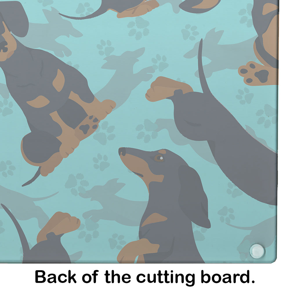 Black and Tan Dachshund Glass Cutting Board Large - the-store.com
