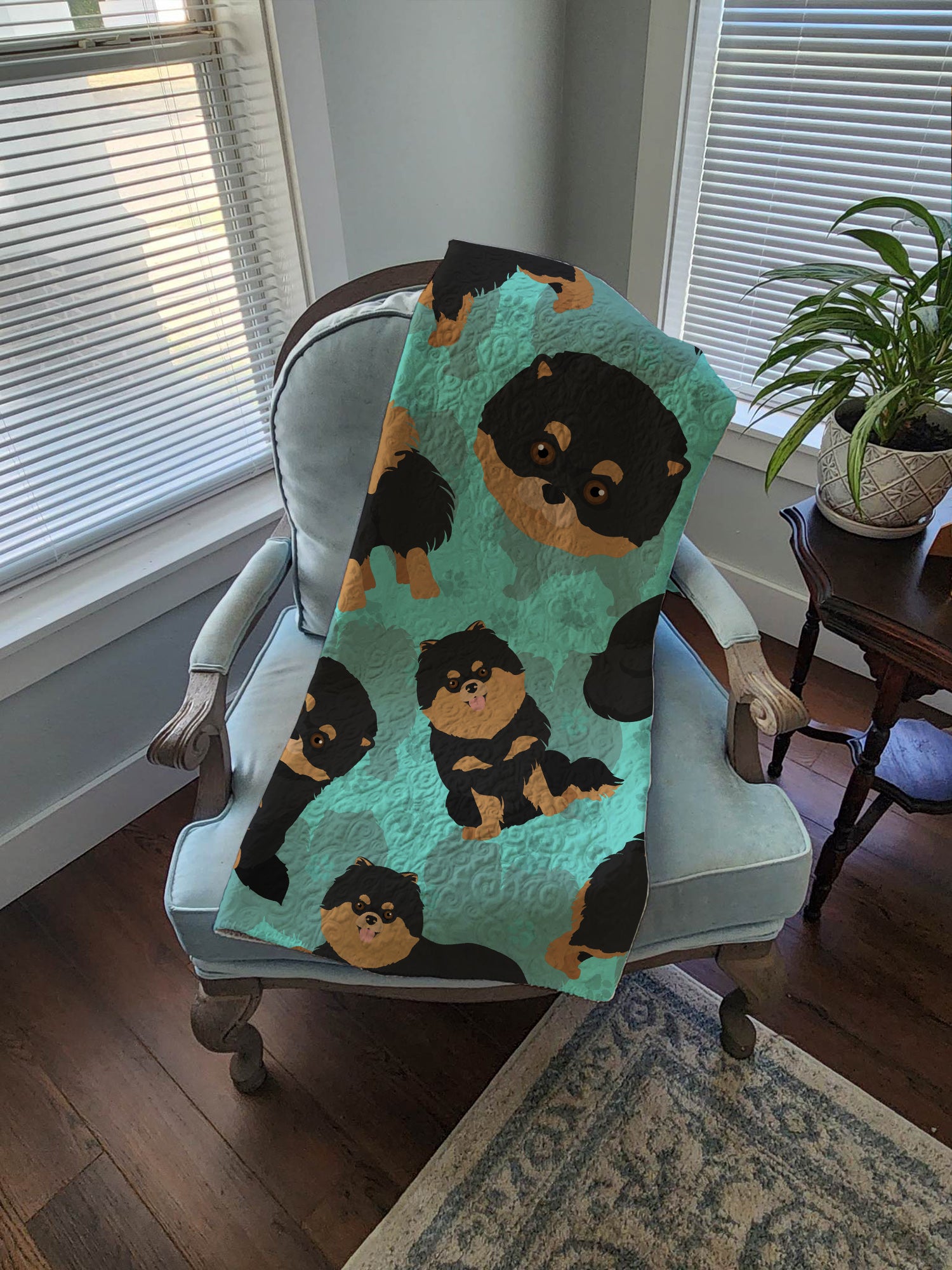 Black and Tan Pomeranian Quilted Blanket 50x60 - the-store.com