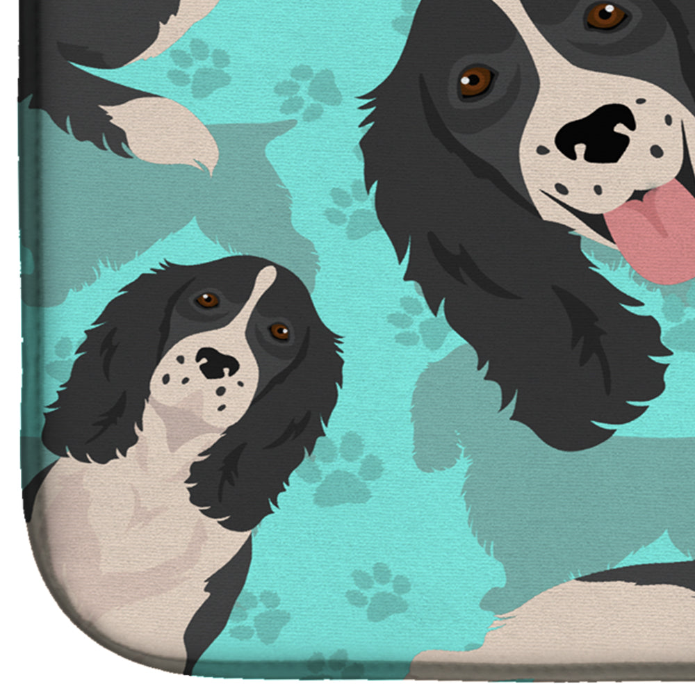 Black and White English Springer Spaniel Dish Drying Mat  the-store.com.