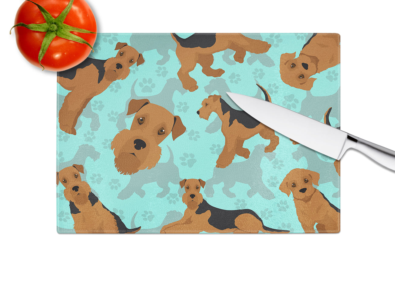Airedale Terrier Glass Cutting Board Large - the-store.com
