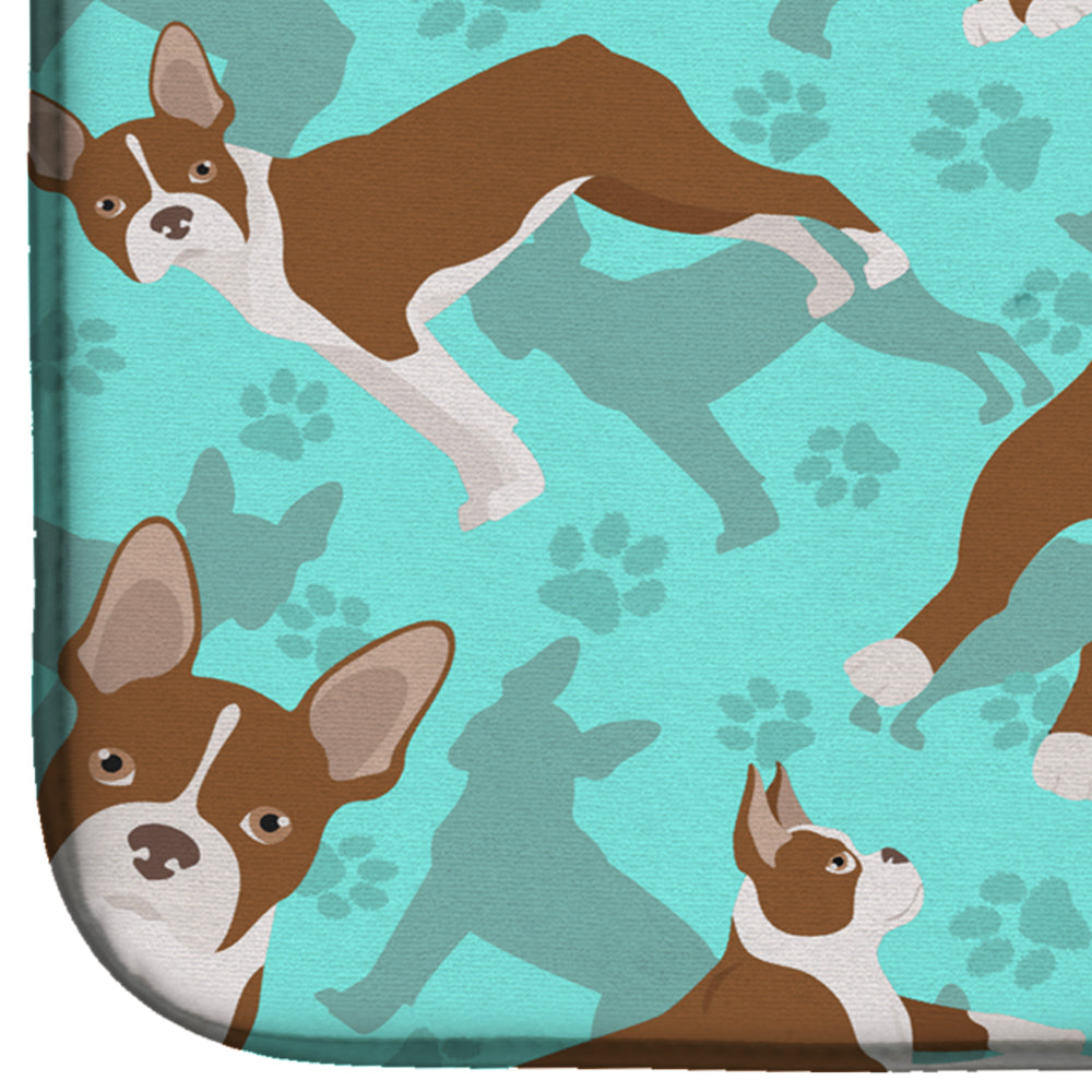 Red Boston Terrier Dish Drying Mat  the-store.com.