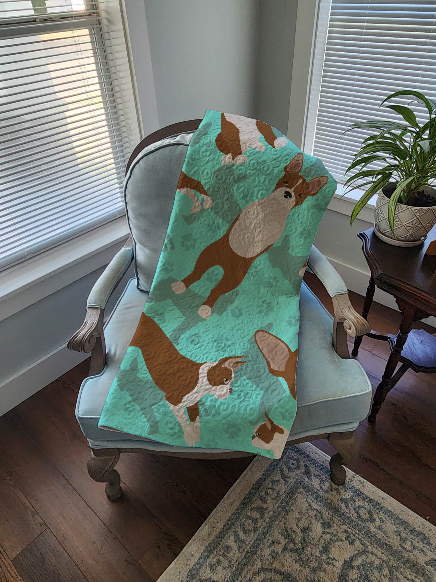 Red Boston Terrier Quilted Blanket 50x60 - the-store.com