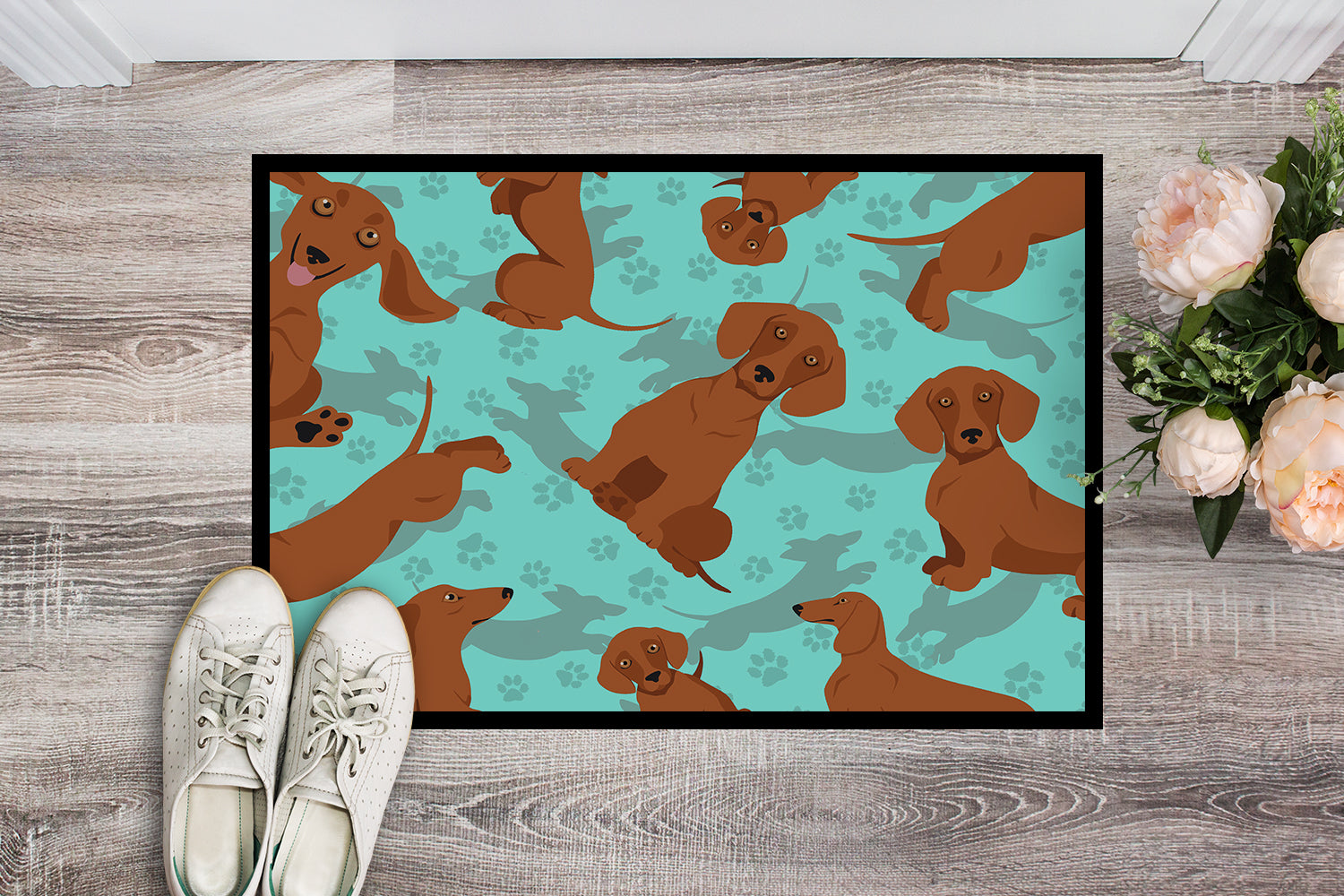 Buy this Red Dachshund Indoor or Outdoor Mat 24x36