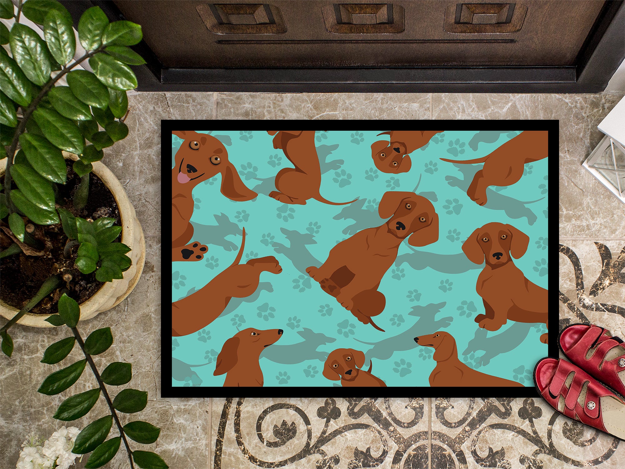 Red Dachshund Indoor or Outdoor Mat 24x36 - the-store.com