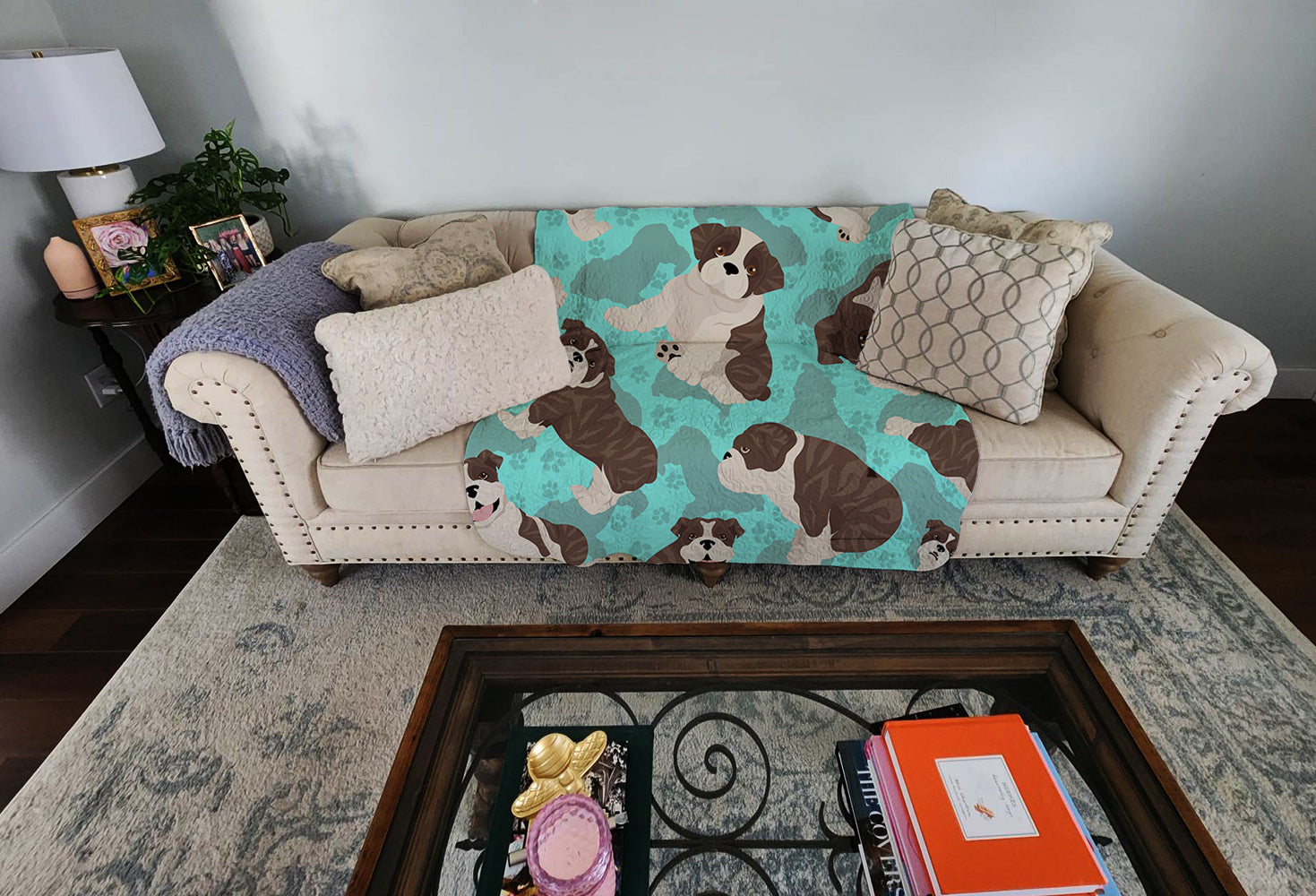 Brindle English Bulldog Quilted Blanket 50x60 - the-store.com