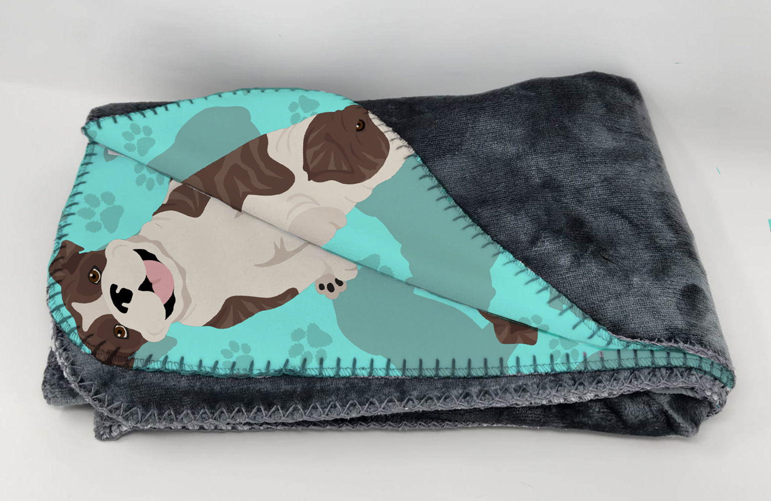 Brindle English Bulldog Soft Travel Blanket with Bag - the-store.com