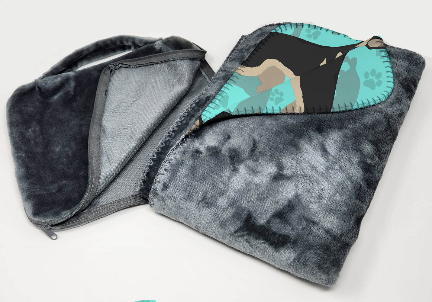 Black and Silver German Shepherd Soft Travel Blanket with Bag - the-store.com