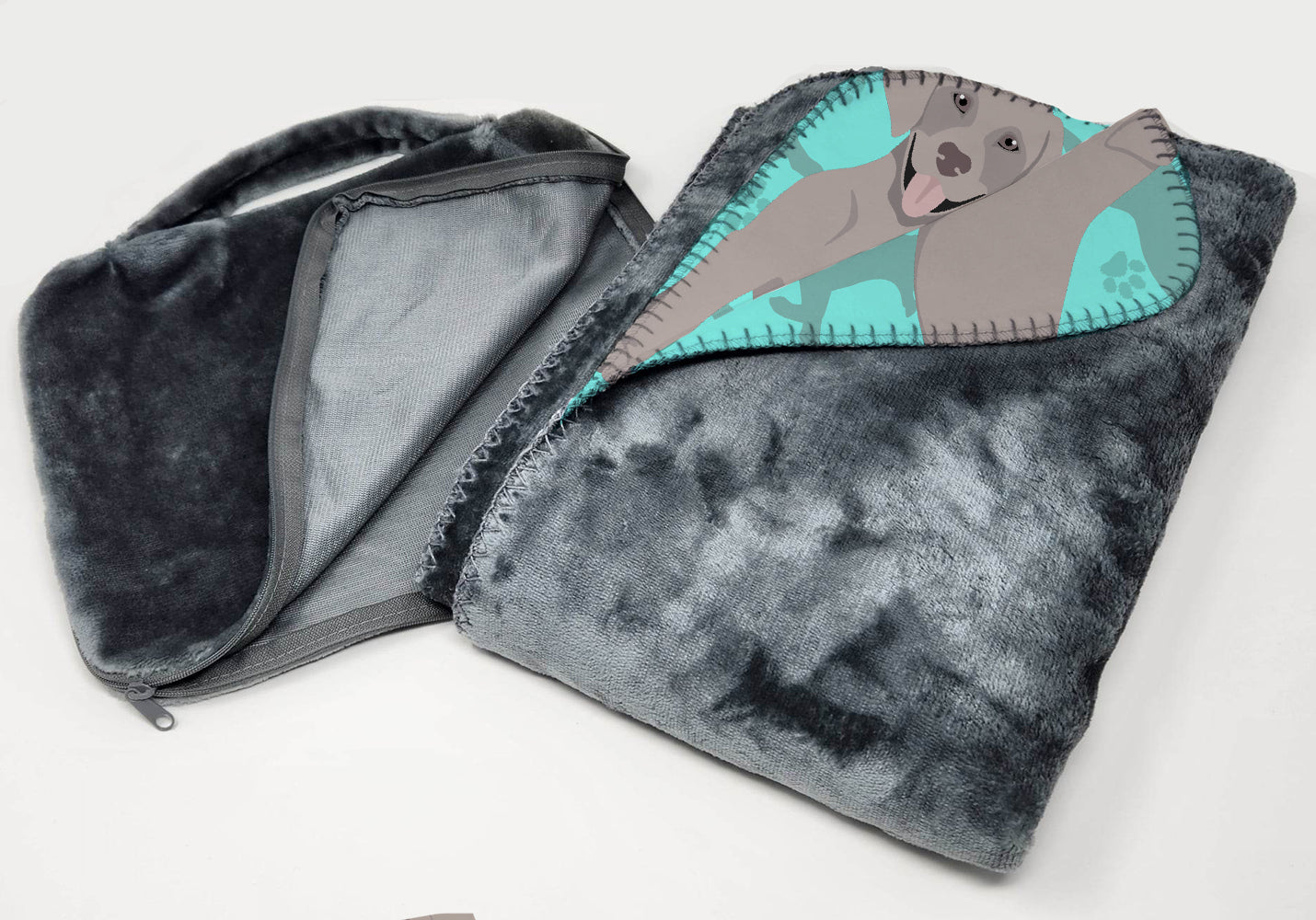 Grey Labrador Retriever Soft Travel Blanket with Bag - the-store.com