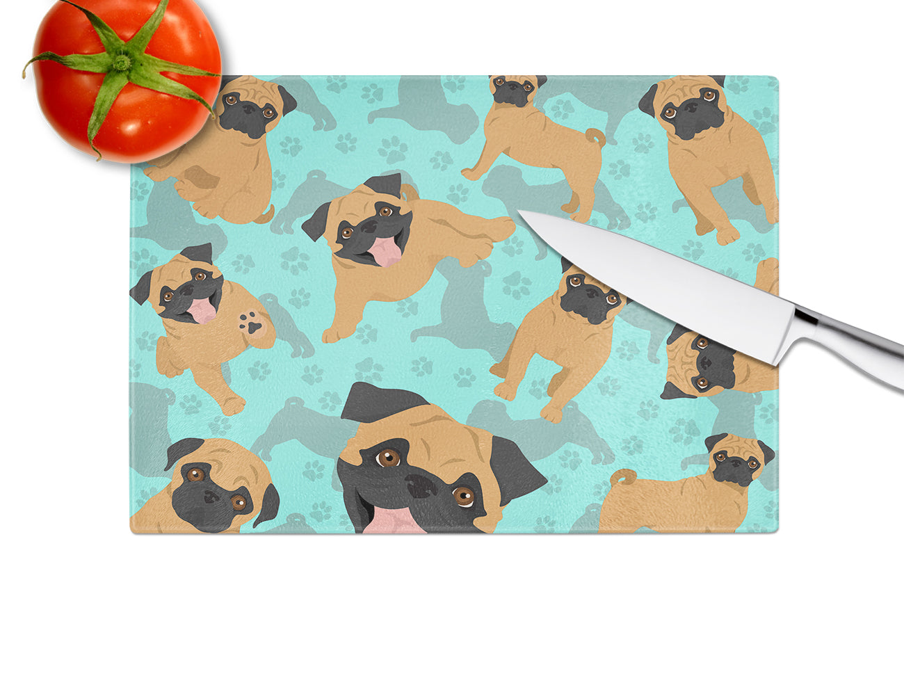 Apricot Pug Glass Cutting Board Large - the-store.com