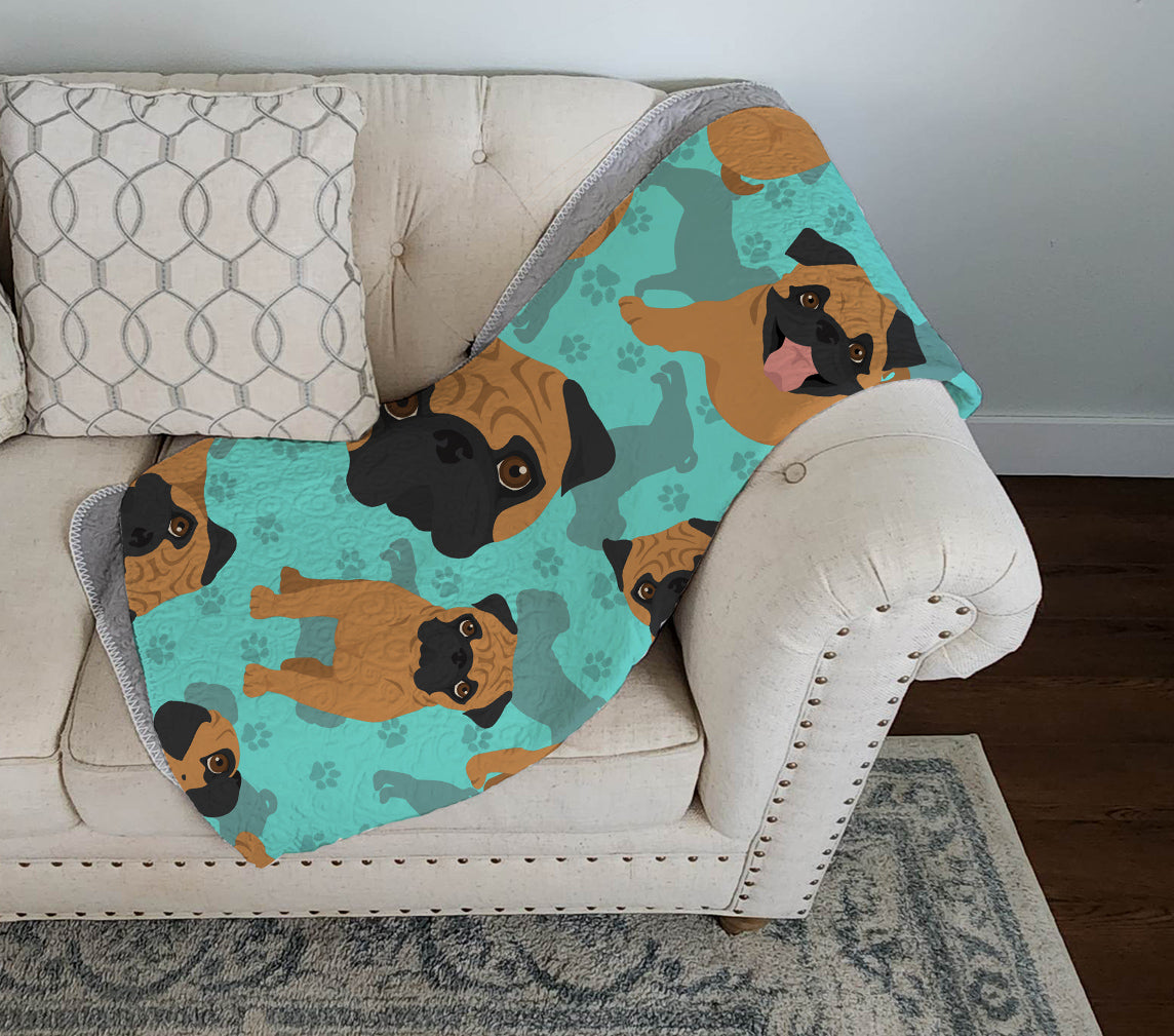 Apricot Pug Quilted Blanket 50x60 - the-store.com