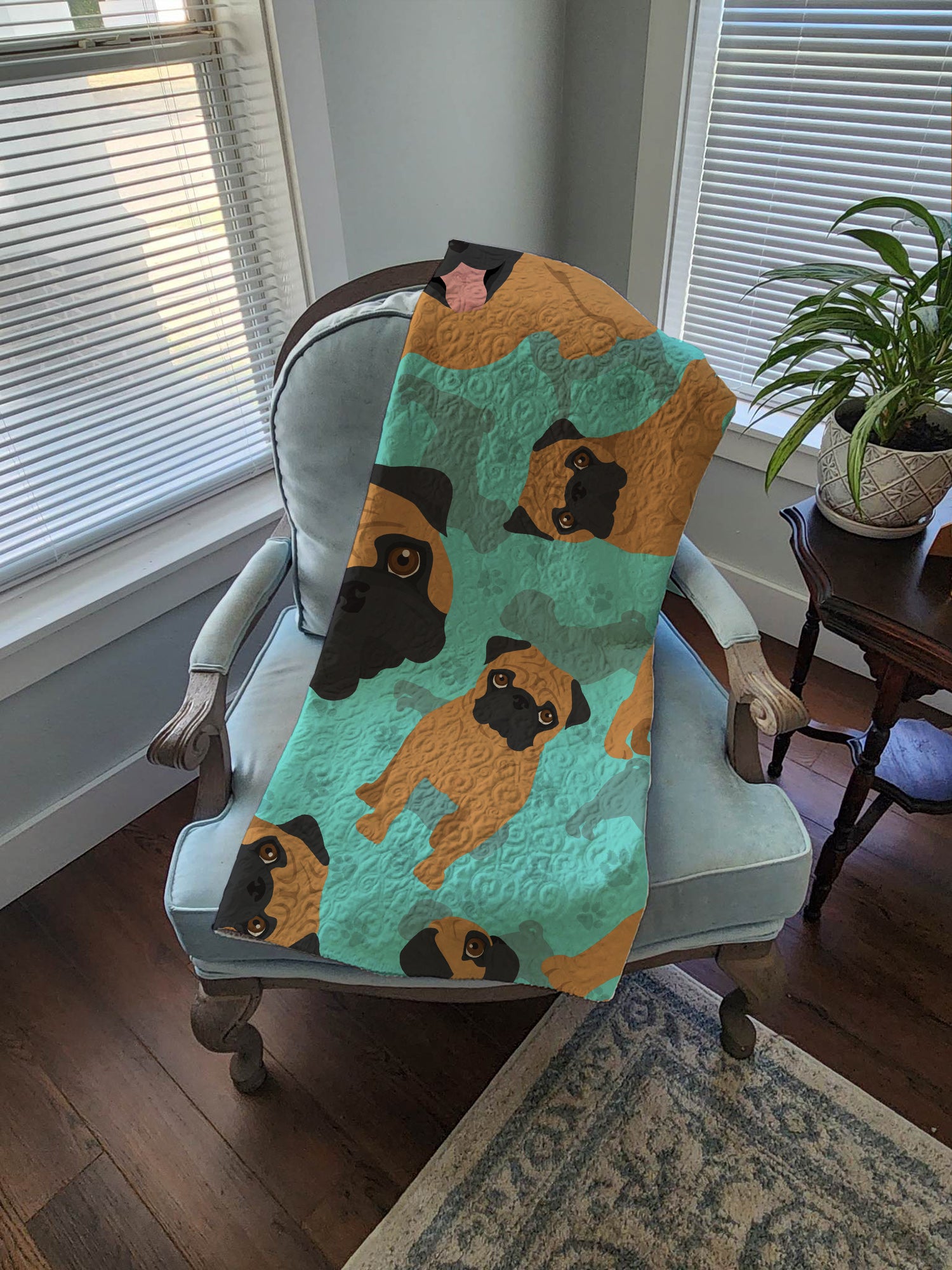 Apricot Pug Quilted Blanket 50x60 - the-store.com