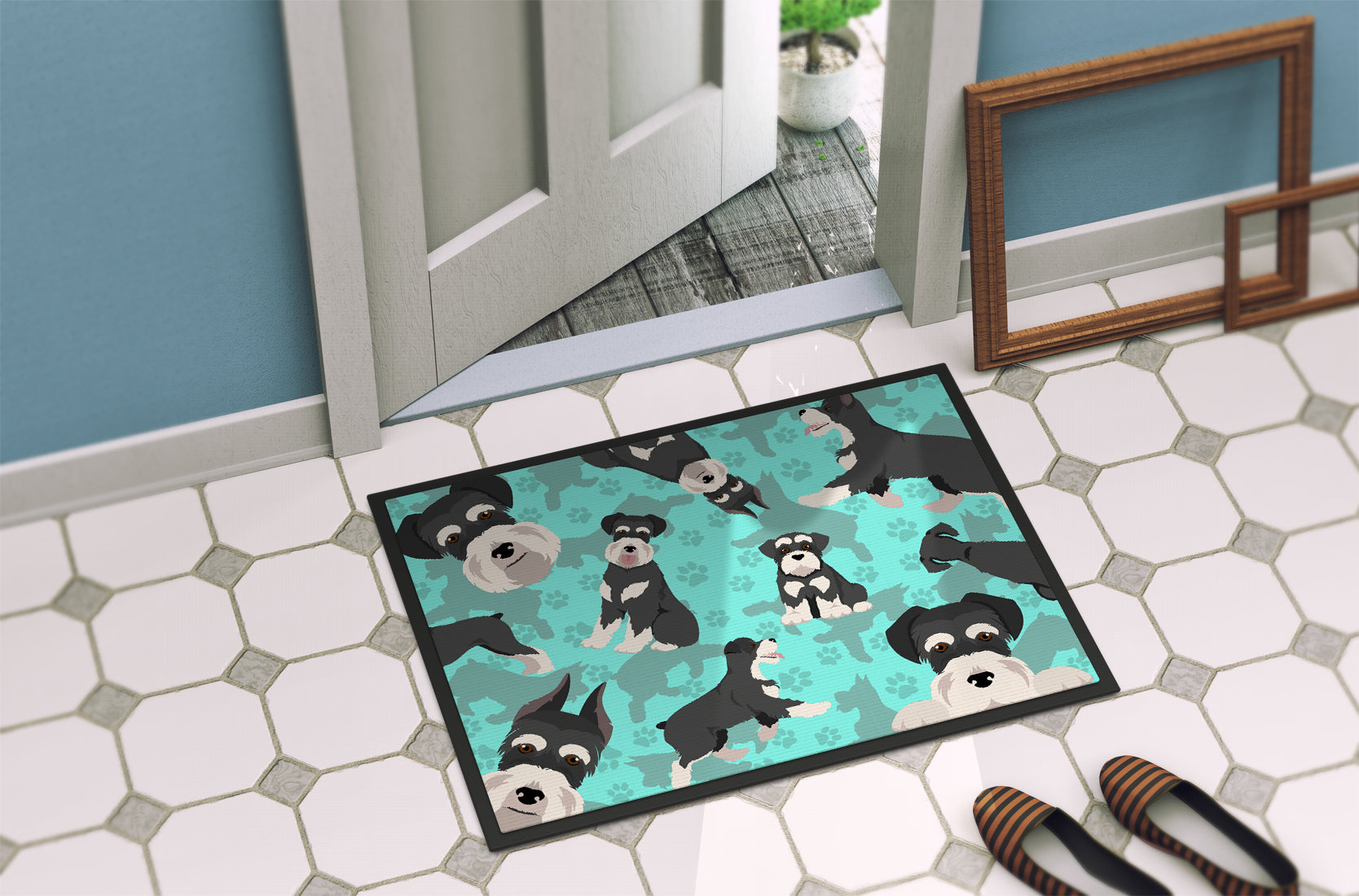 Black and Silver Schnauzer Indoor or Outdoor Mat 24x36 - the-store.com
