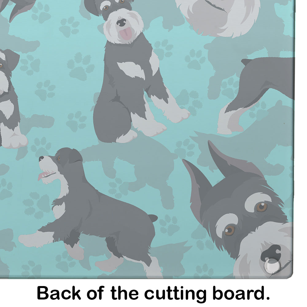 Black and Silver Schnauzer Glass Cutting Board Large - the-store.com