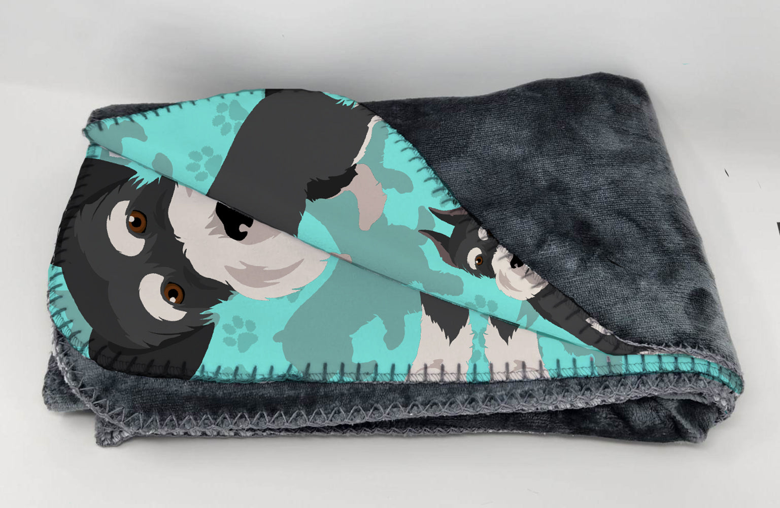 Buy this Black and Silver Schnauzer Soft Travel Blanket with Bag