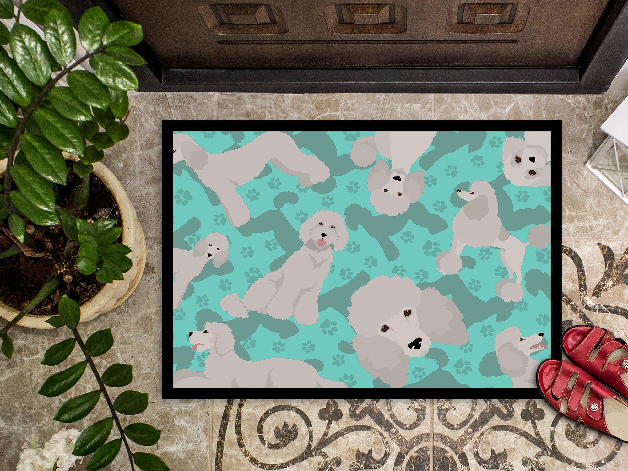 White Standard Poodle Indoor or Outdoor Mat 24x36 - the-store.com