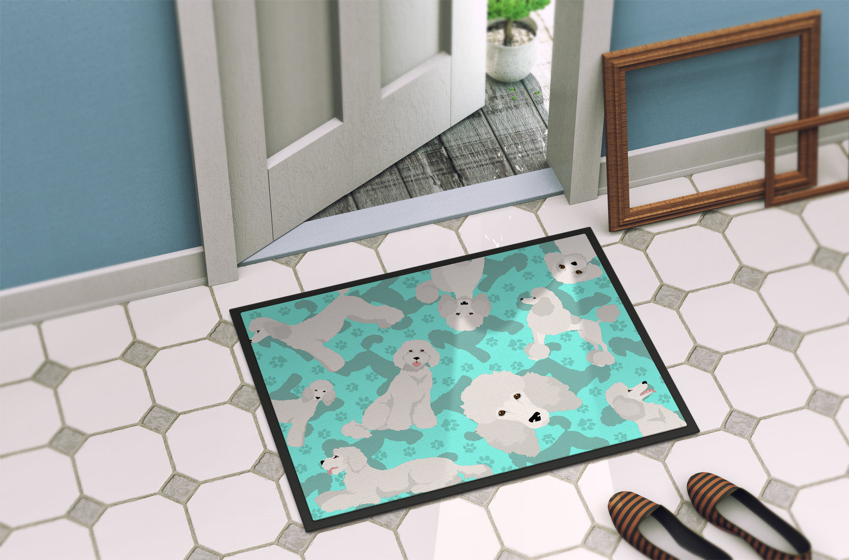 White Standard Poodle Indoor or Outdoor Mat 24x36 - the-store.com