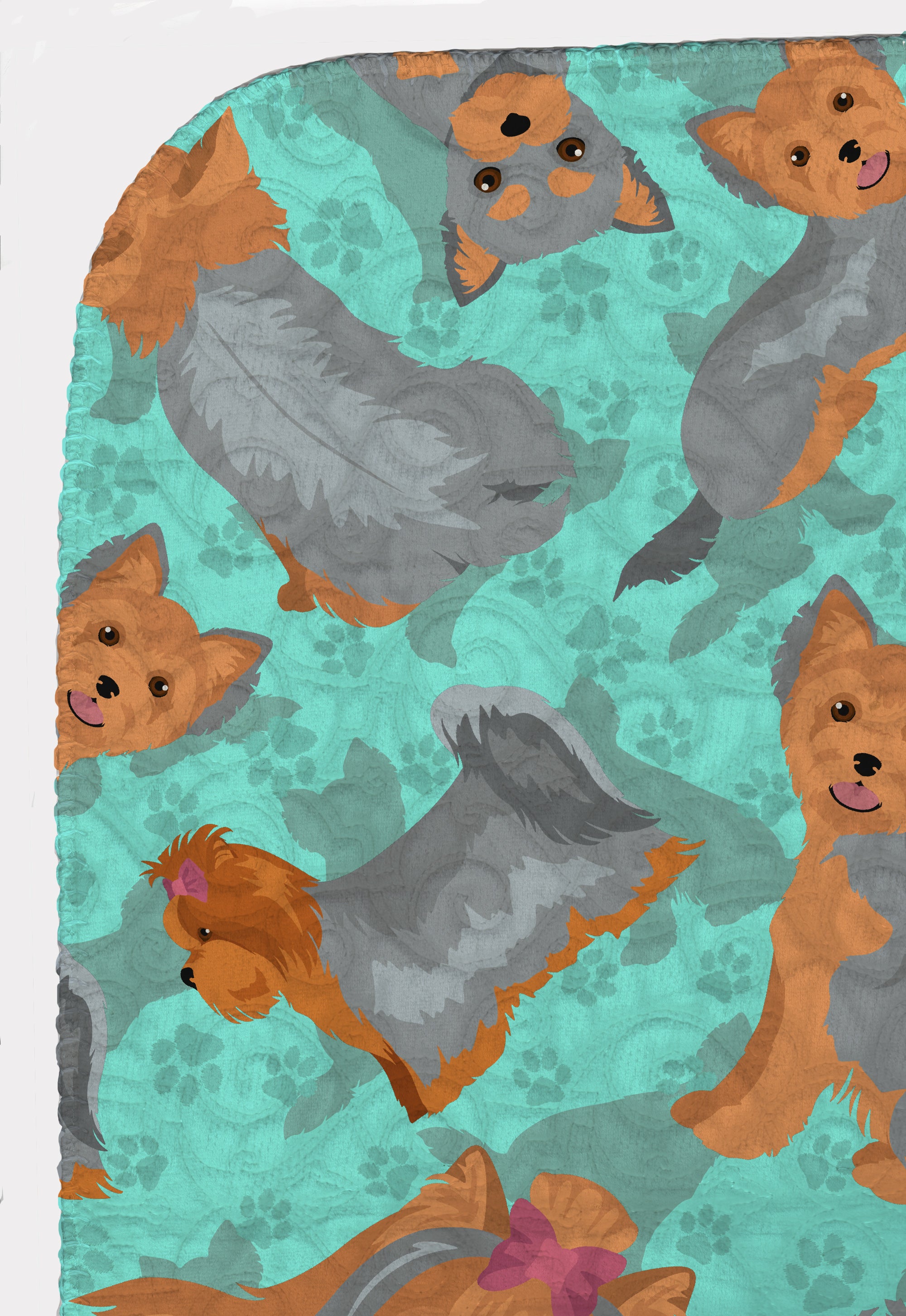Blue and Tan Yorkie Quilted Blanket 50x60 - the-store.com