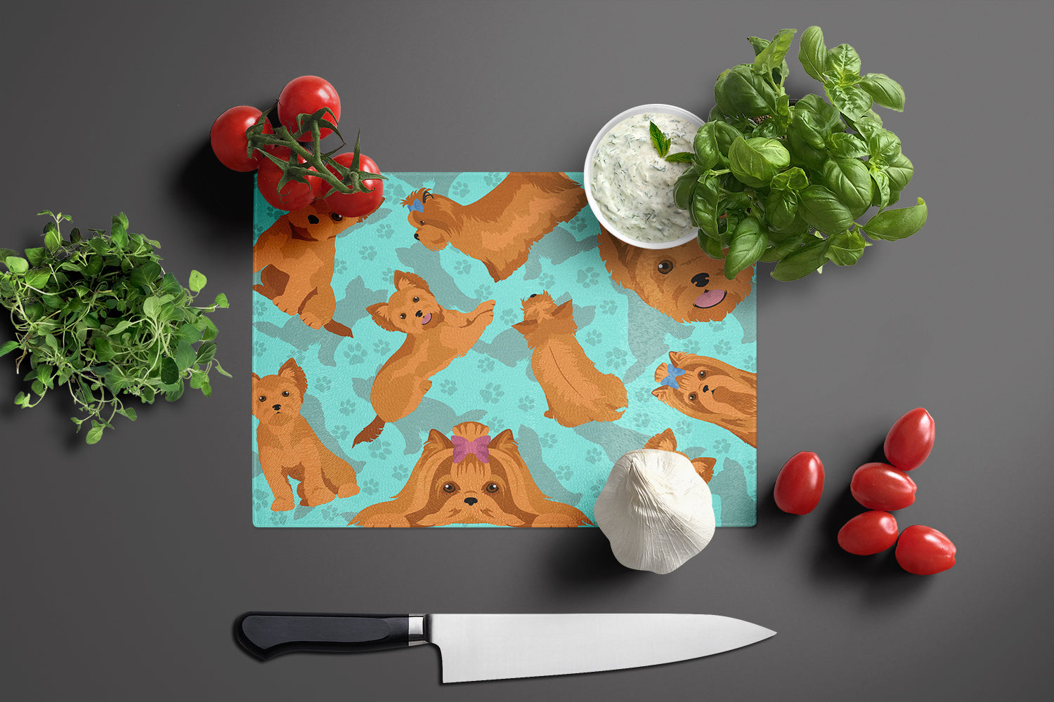 Red Yorkie Glass Cutting Board Large - the-store.com