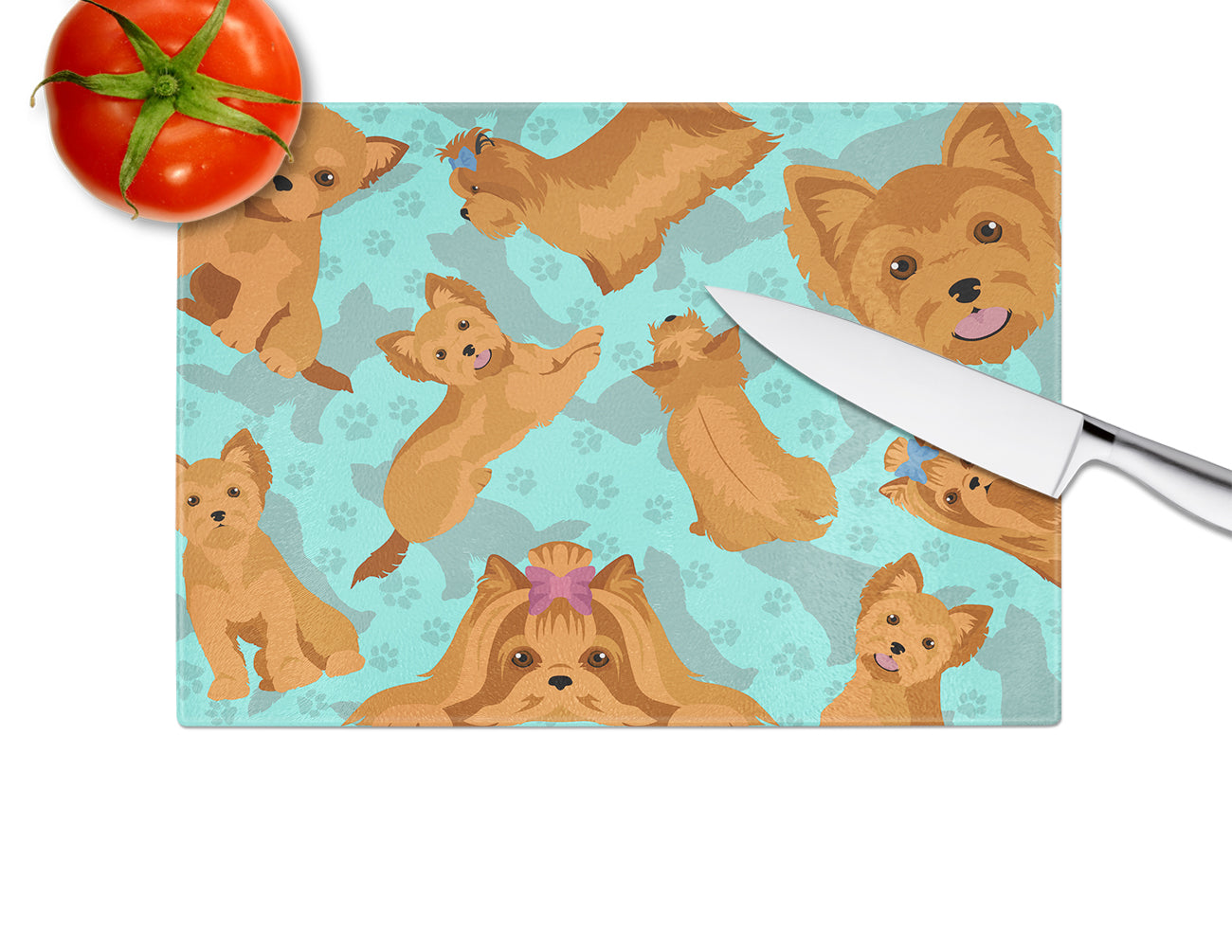 Red Yorkie Glass Cutting Board Large - the-store.com