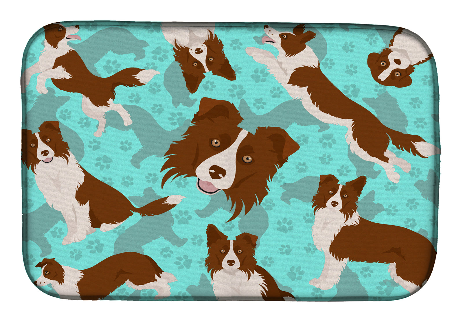 Red Border Collie Dish Drying Mat  the-store.com.