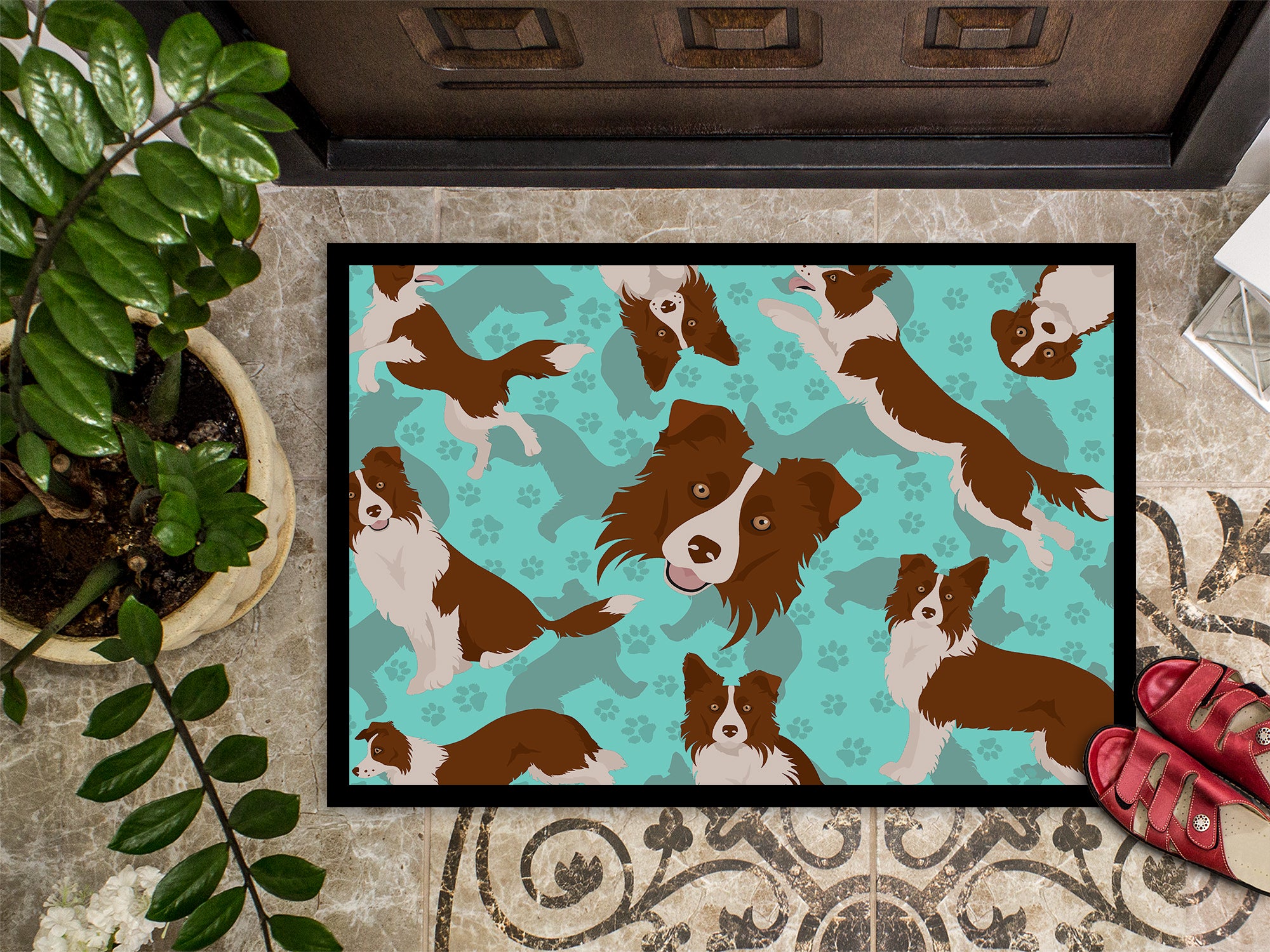 Red Border Collie Indoor or Outdoor Mat 24x36 - the-store.com