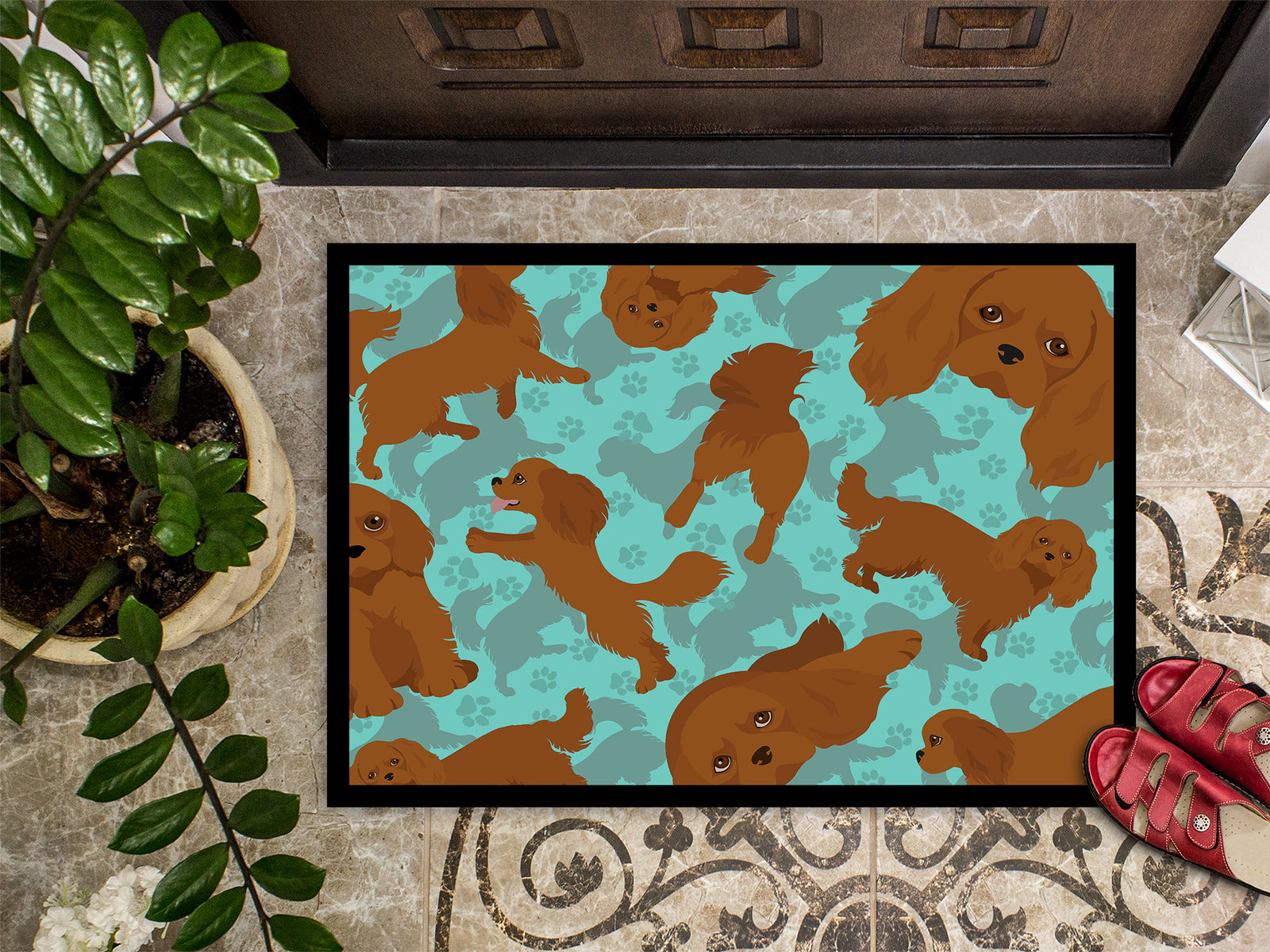 Caroline's Treasures Ruby Cavalier Spaniel Doormat - 24x36 Decorative Floor Mat – Indoor/Outdoor Rug with Artistic Flair