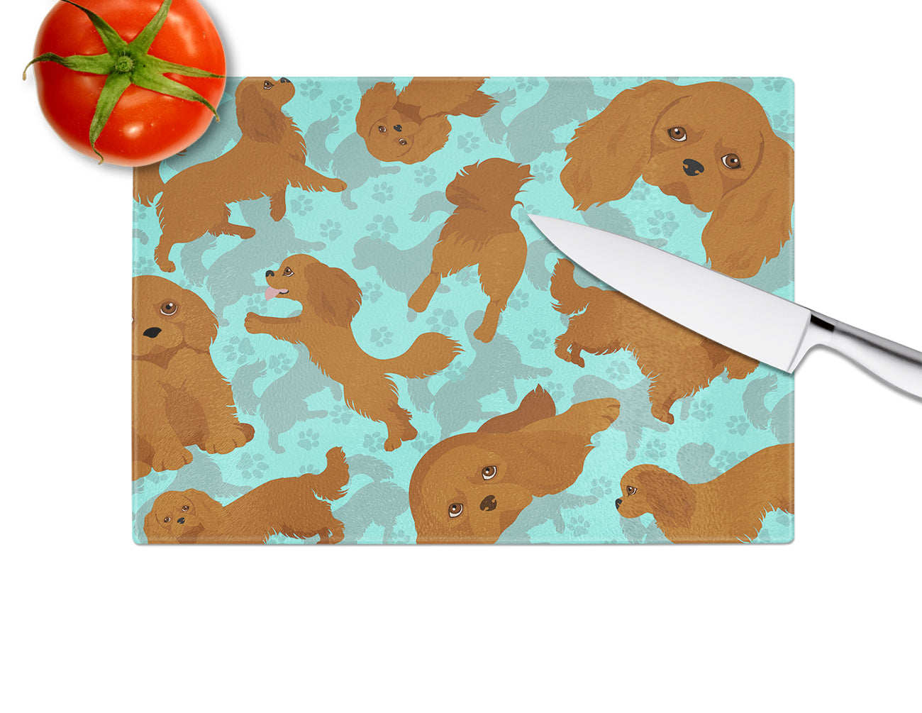 Ruby Cavalier Spaniel Glass Cutting Board Large - the-store.com