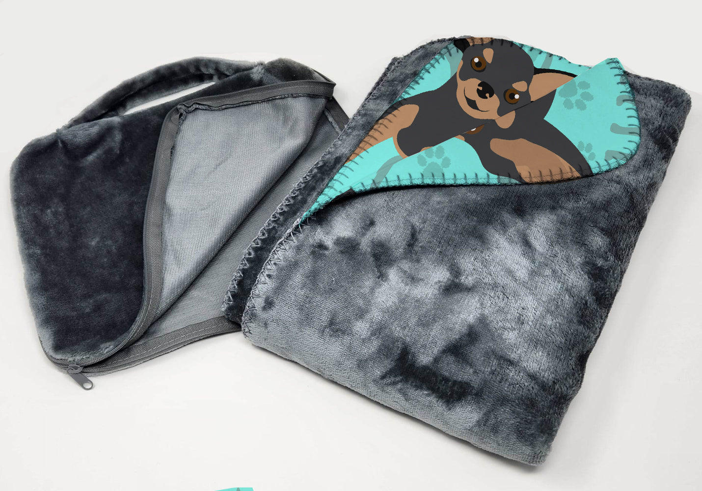 Black and Tan Chihuahua Soft Travel Blanket with Bag - the-store.com