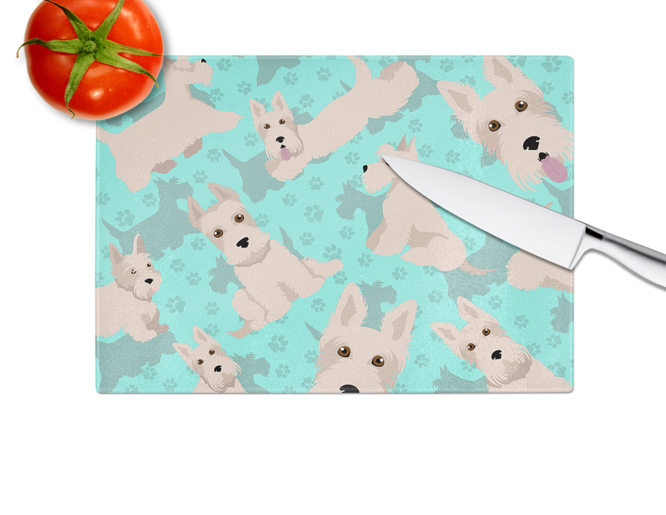 Wheaten Scottish Terrier Glass Cutting Board Large - the-store.com