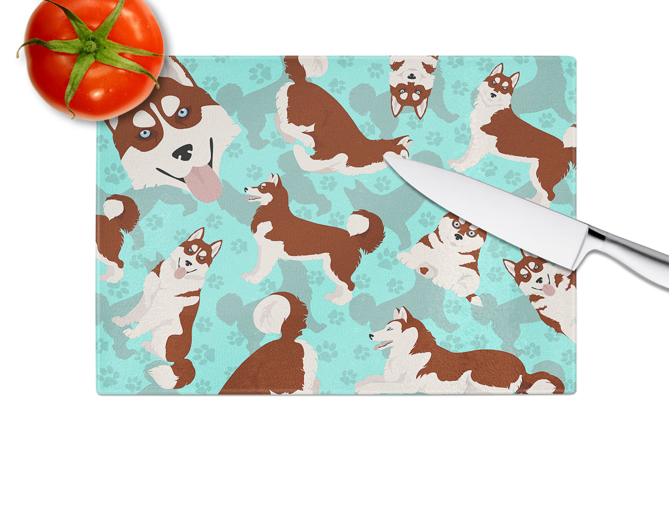 Red Siberian Husky Glass Cutting Board Large - the-store.com