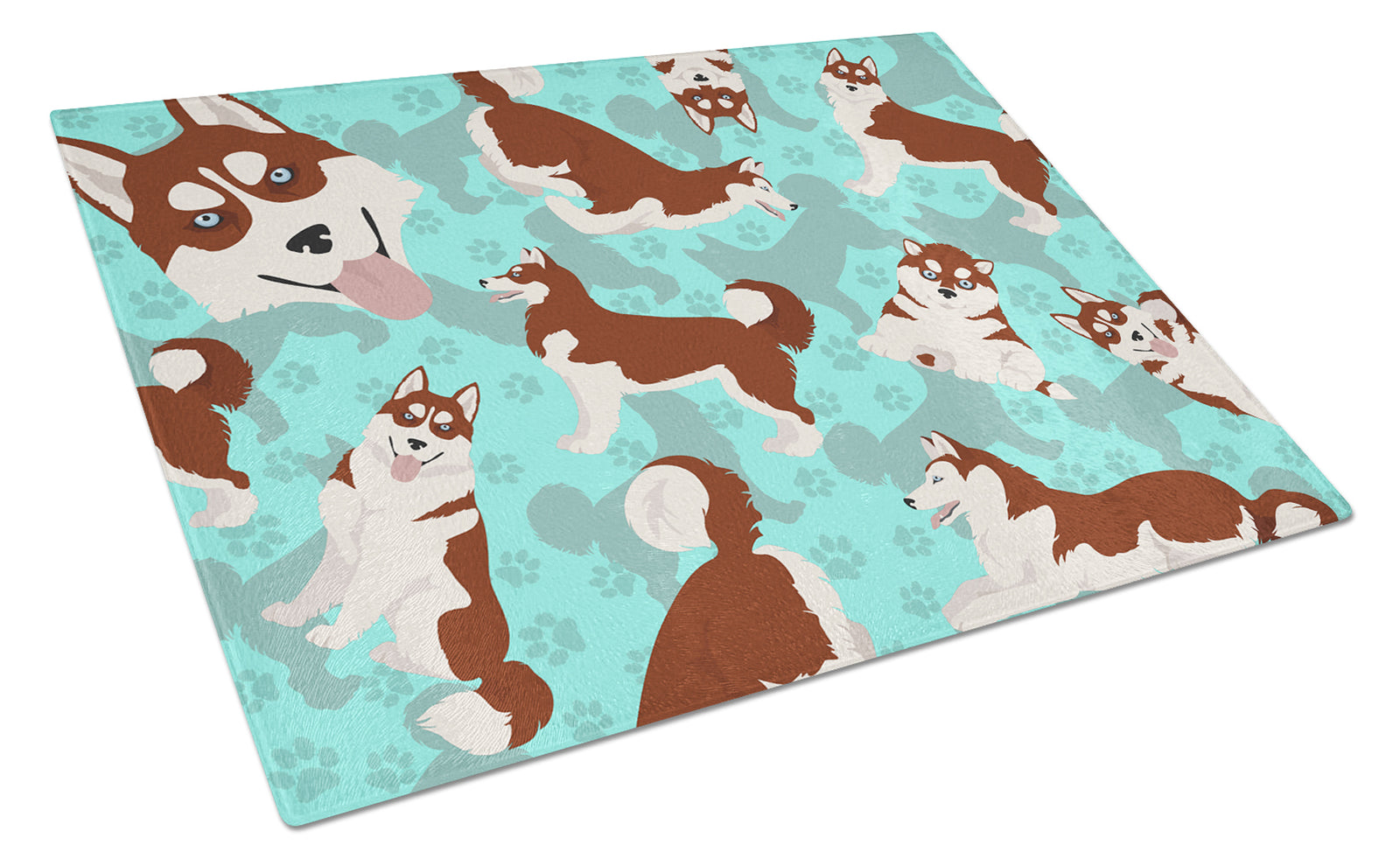 Caroline's Treasures Red Siberian Husky Glass Cutting Boards – Durable, Decorative Kitchen Art Large