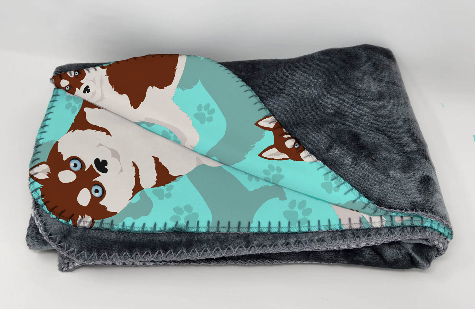 Red Siberian Husky Soft Travel Blanket with Bag - the-store.com