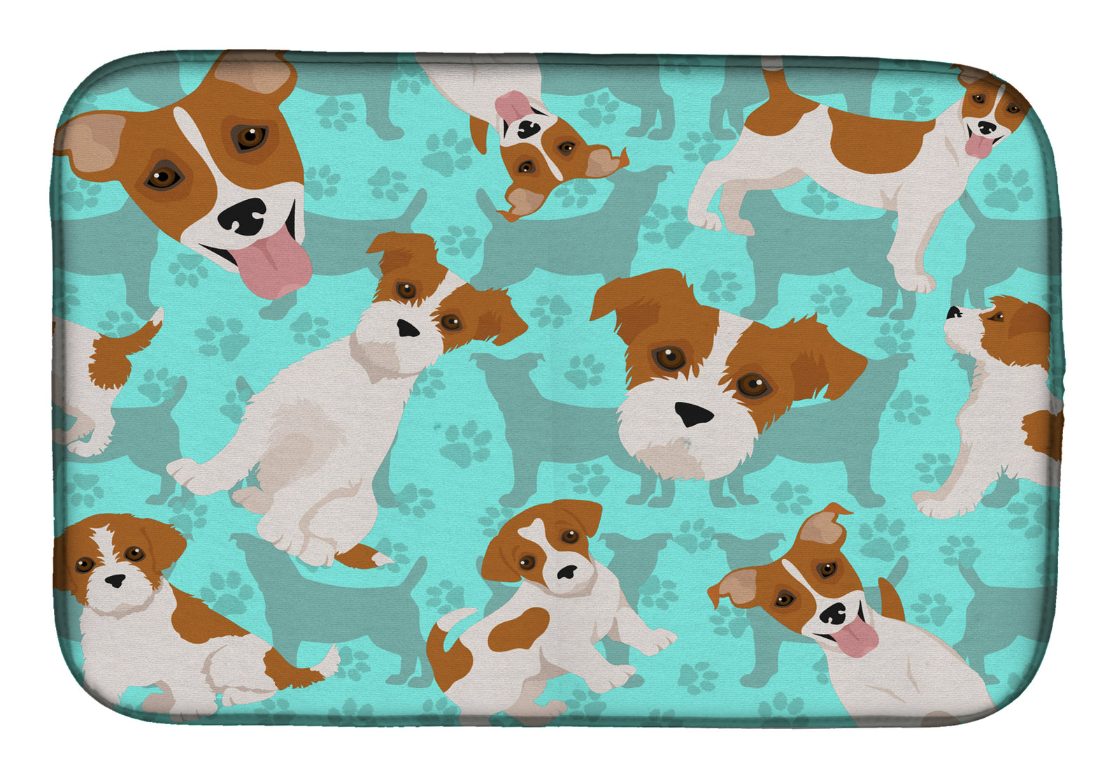 Red and White Jack Russell Terrier Dish Drying Mat  the-store.com.
