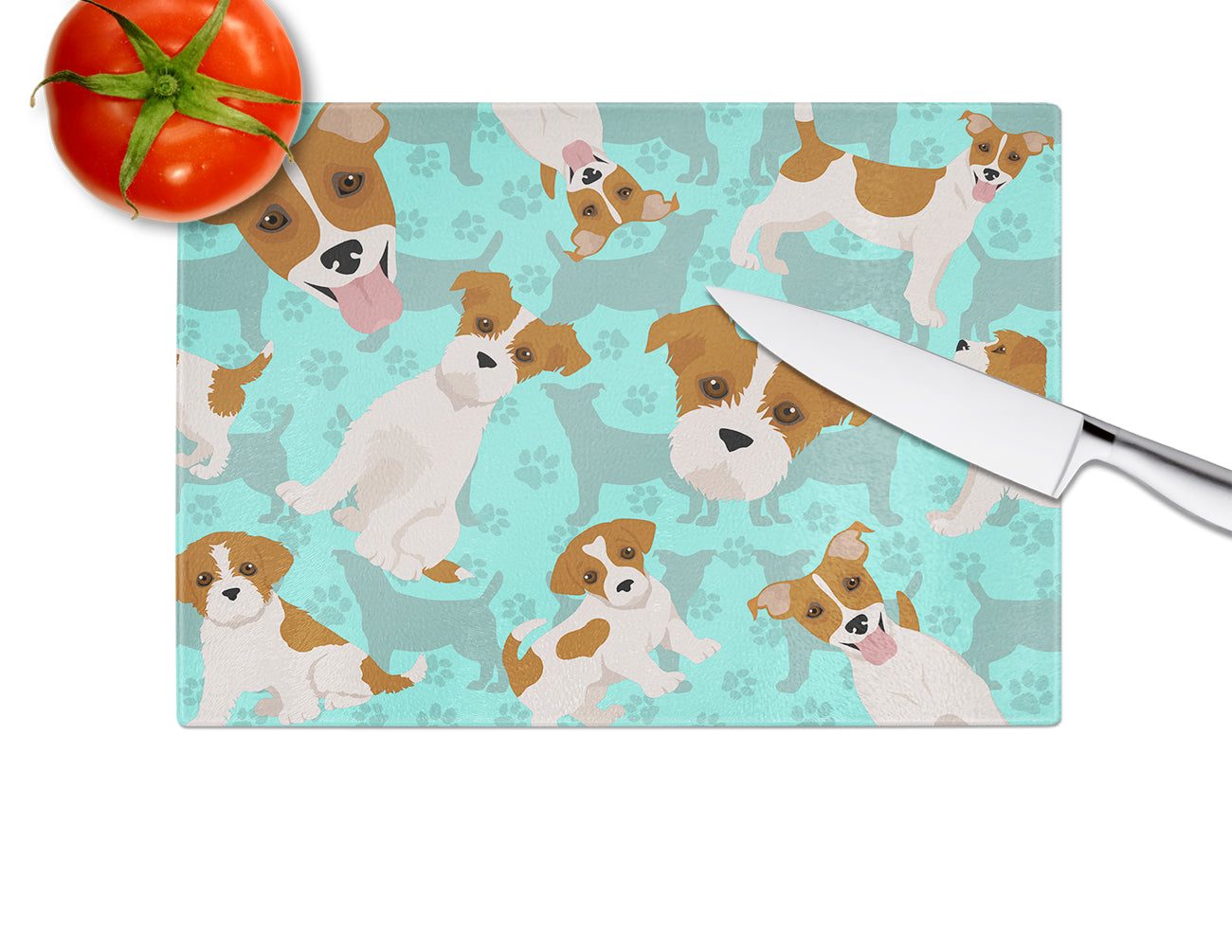 Red and White Jack Russell Terrier Glass Cutting Board Large - the-store.com