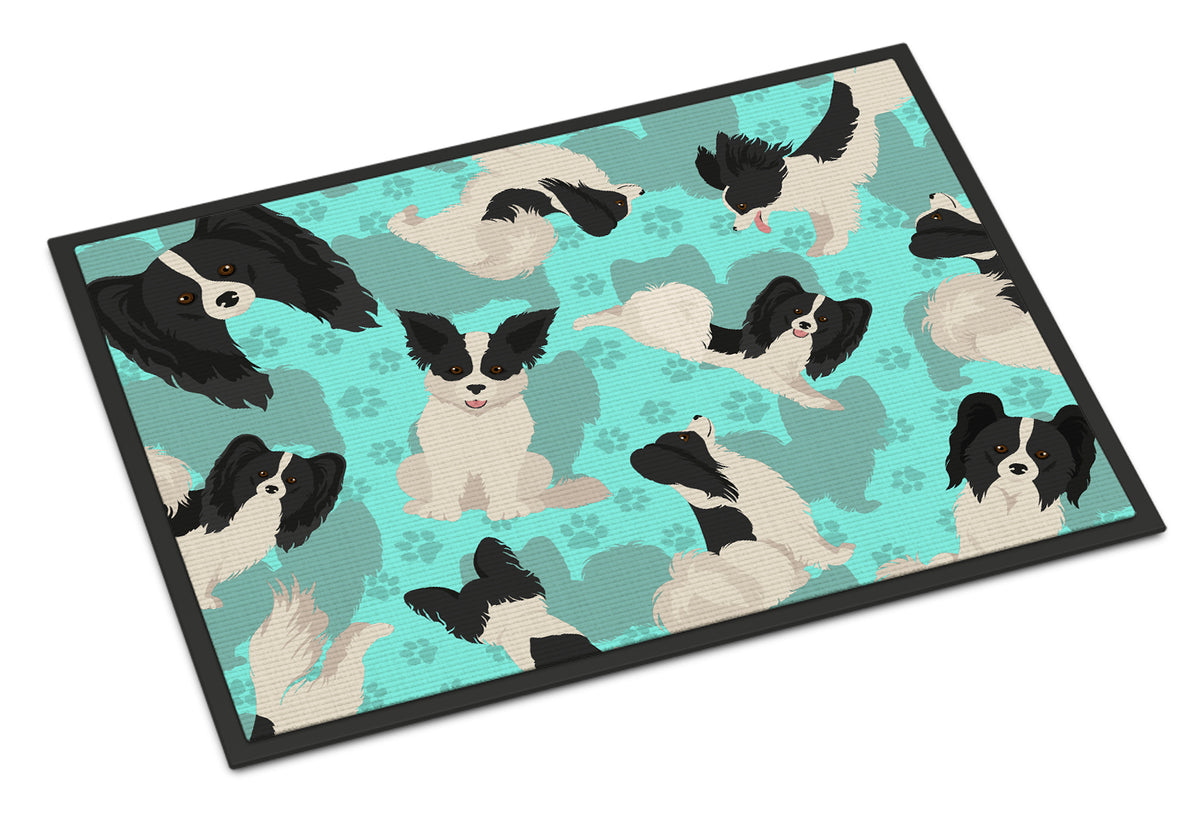 Buy this Black and Whtie Papillon Indoor or Outdoor Mat 24x36