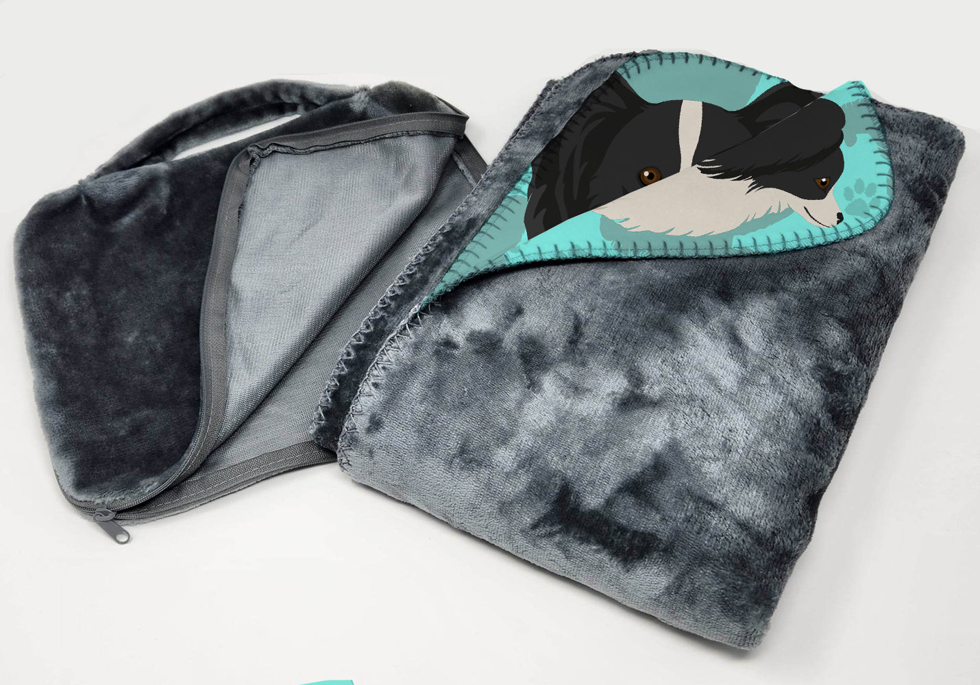 Black and Whtie Papillon Soft Travel Blanket with Bag - the-store.com