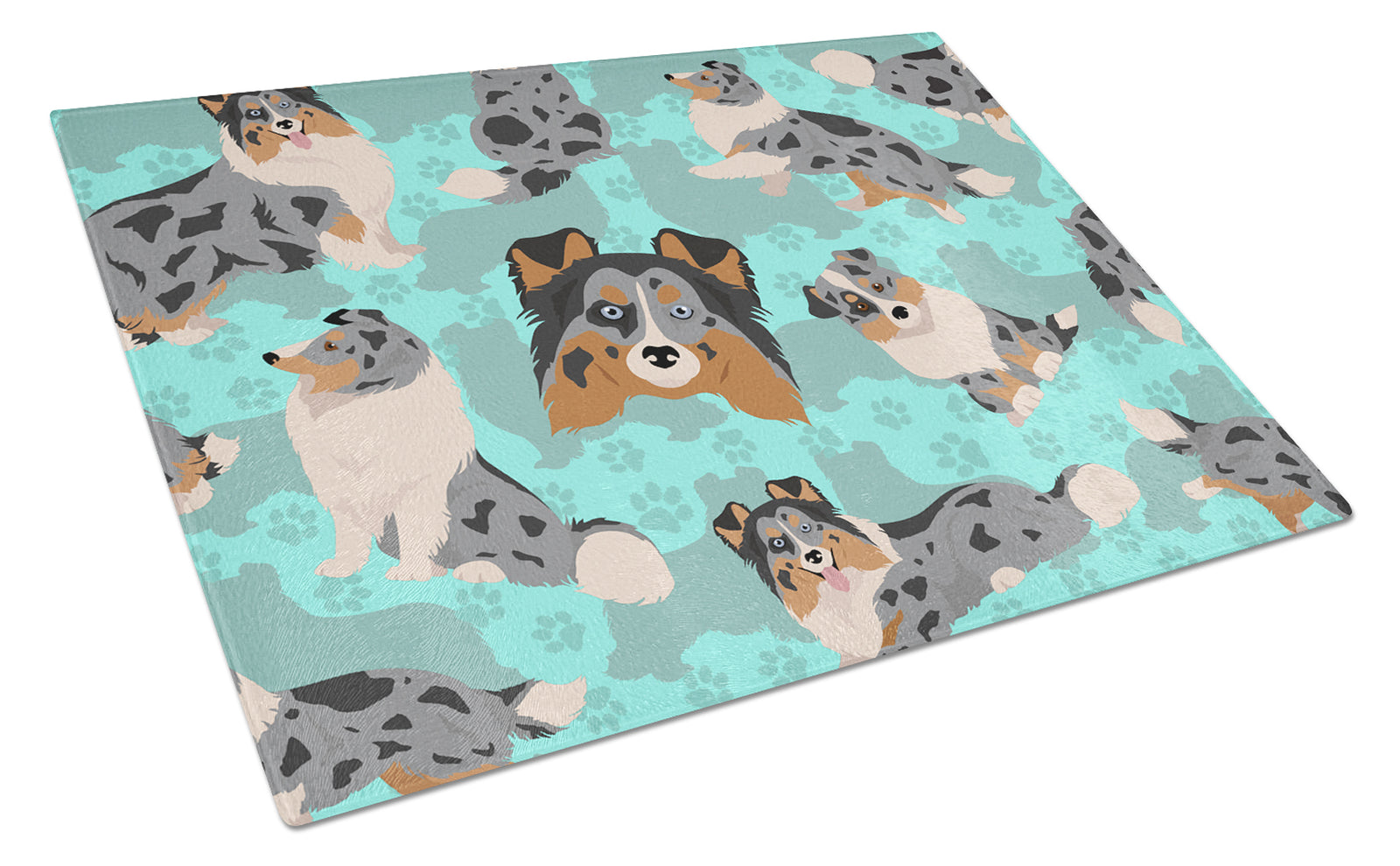 Buy this Blue Merle Sheltie Glass Cutting Board Large