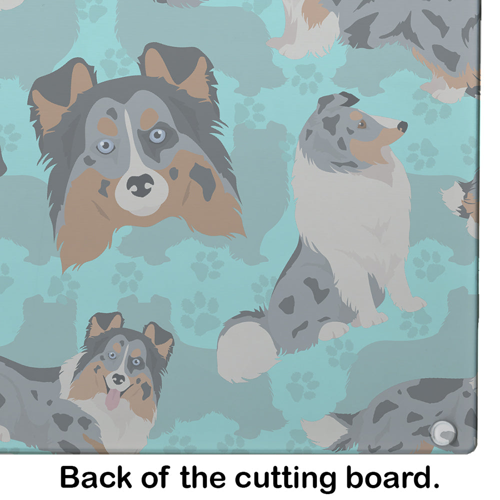 Blue Merle Sheltie Glass Cutting Board Large - the-store.com